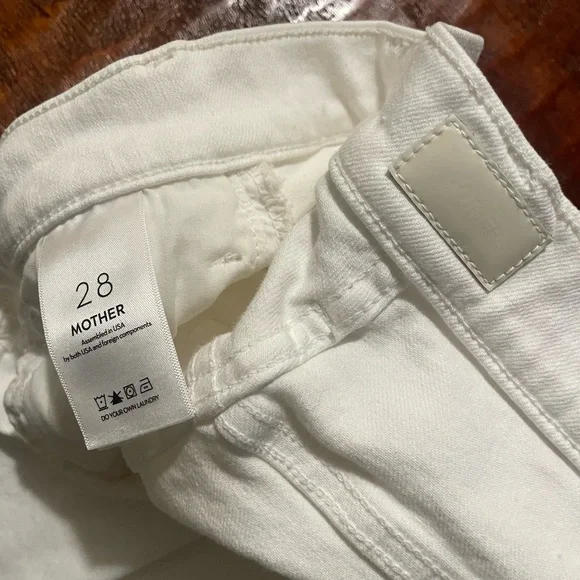 MOTHER The Hustler Ankle Fray Jeans White